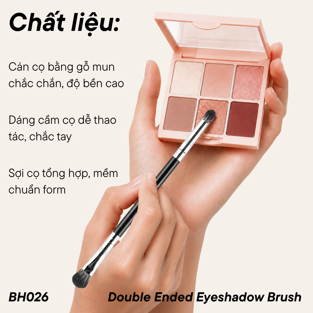 Cọ Tán Mắt Hai Đầu BH Cosmetics Double Ended Eyeshadow Brush BH026